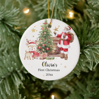Personalized First Christmas Ornament - Santa