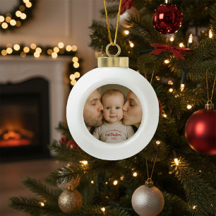 Personalized First Christmas Photo  Ceramic Ball Christmas Ornament