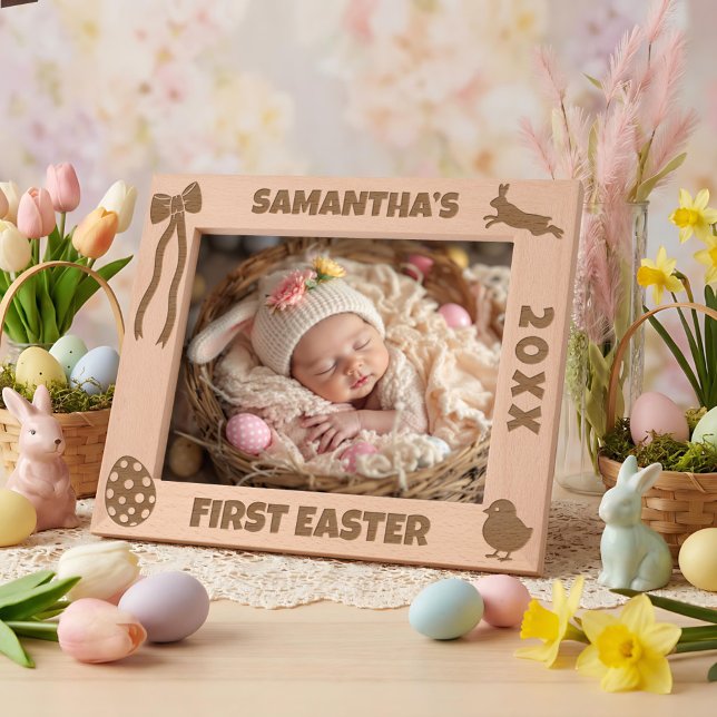 Personalized First Easter-Bunny, Eggs, Chick, Bow Etched Frames (Creator Uploaded)