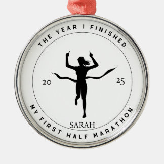 Personalized First Half Marathon Gift For Her 2025 Metal Tree Decoration