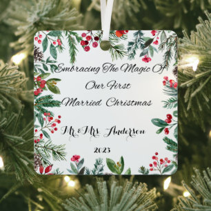 Personalized First Married Christmas Ornament