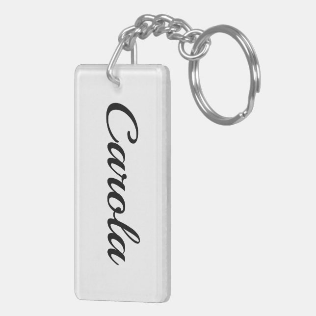 personalized First Name Carola black and white Key Ring (Back Right)