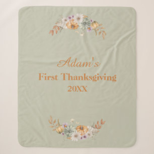 Personalized First Thanksgiving Sherpa Blanket