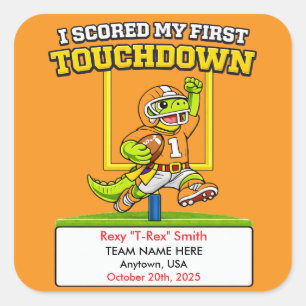 Personalized First Touchdown Flag Football Award Square Sticker