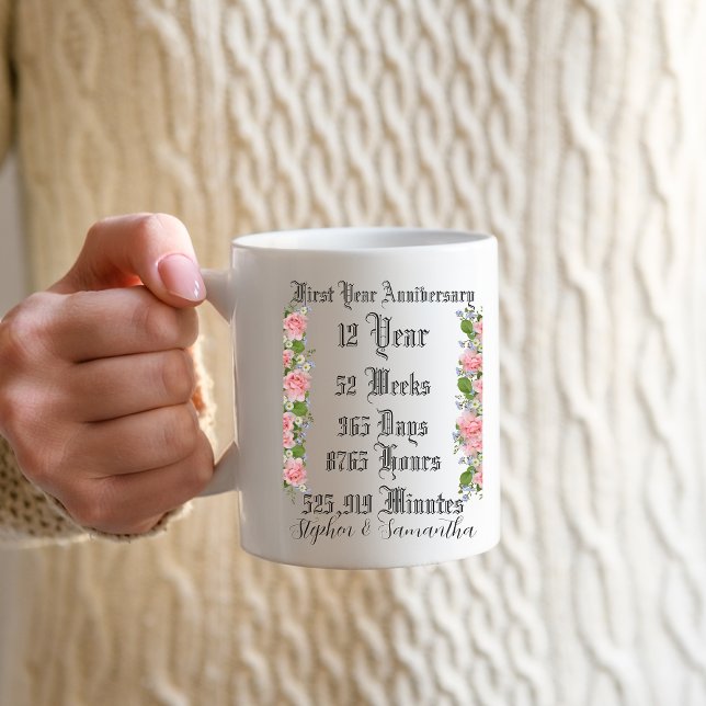 Personalized first  year anniversary typography  coffee mug (Creator Uploaded)