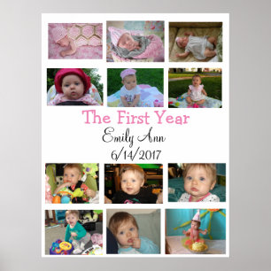 Personalized First Year Collage Baby Photo Poster