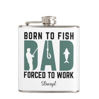 Personalized fisherman Dad gift, Born to fish Hip Flask