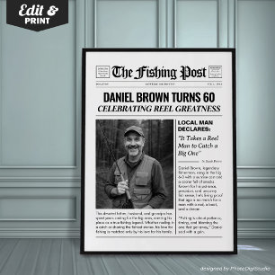 Personalized Fishing Gifts, Fishing Newspaper Poster
