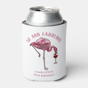 Personalized Flamingo 50th Birthday Novelty Swag Can Cooler
