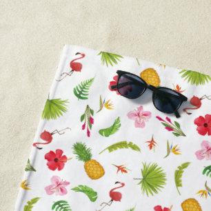 Personalized Flamingo Tropics Coastal Seaside Beach Towel