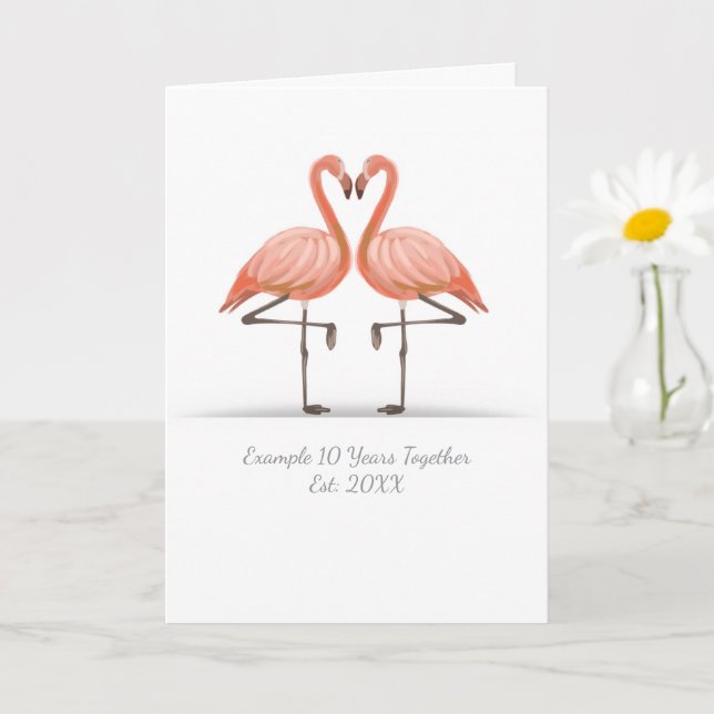 Personalized Flamingo X Years Together Anniversary Card (Small Plant)