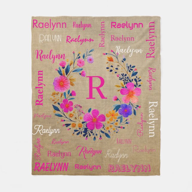 Personalized Fleece Blanket Add Your Name  (Front)