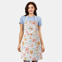 Personalized Floral All-Over Print Apron