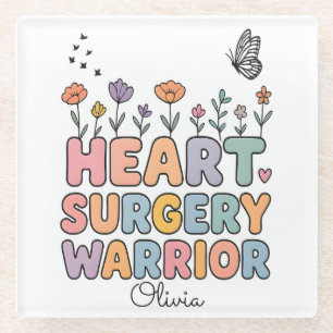 Personalized Floral Anatomical Heart Surgery Gift Glass Coaster