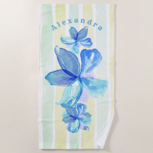 Personalized Floral Beach Towel