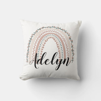 Personalized Floral Boho Rainbow Name Pillow 