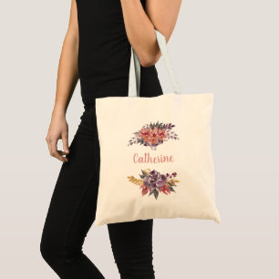 Personalized Floral Bouquet Tote Bag