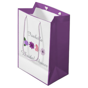 Personalized Floral Bridal Shower Gift, Wedding Medium Gift Bag