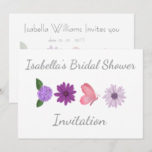 Personalized Floral Butterfly Bridal Shower Pastel Invitation