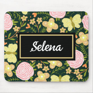 Personalized Floral Butterfly Pattern Spring Mouse Mat