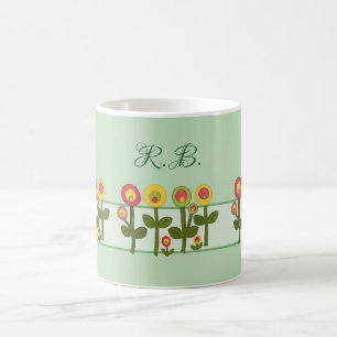 personalized floral coffee mug