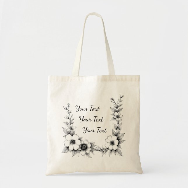 Personalized Floral Frame Tote (Front)