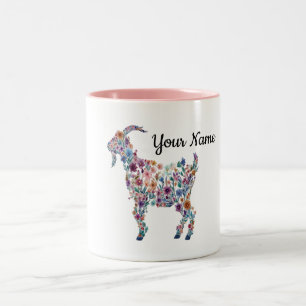 PERSONALIZED Floral Goat Mug Botanical Farm Animal