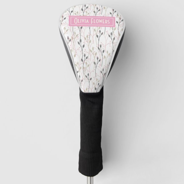 Personalized Floral Golf Club Head Cover with Name (Front)