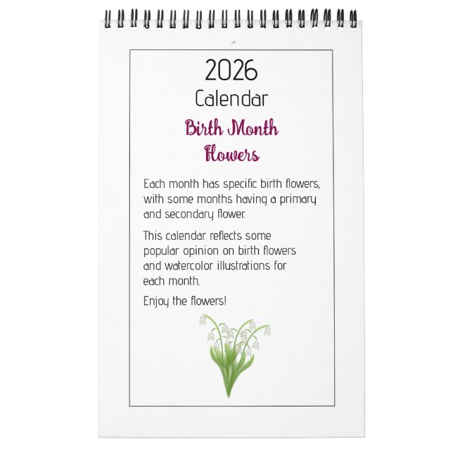 Personalized Floral Illustrations Calendar (Cover)
