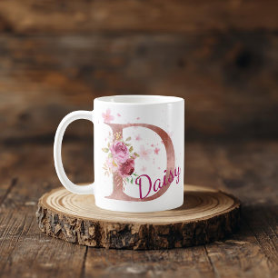 Personalized Floral Initial Mug – Letter D