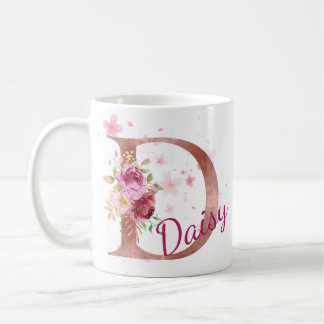 Personalized Floral Initial Mug – Letter D