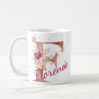 Personalized Floral Initial Mug – Letter F