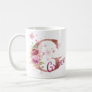 Personalized Floral Initial Mug – Letter G