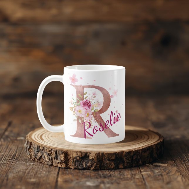 Personalized Floral Initial Mug – Letter R (Creator Uploaded)