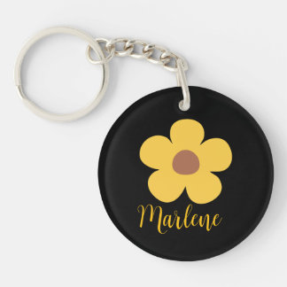 Personalized floral keychain for her