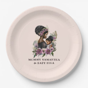 Personalized Floral Mom and Baby (3) Paper Plate