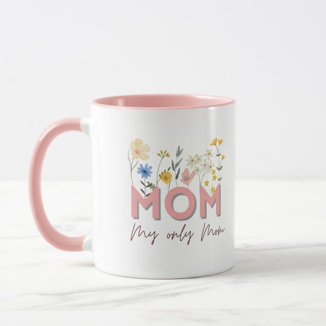 Personalized Floral Mom Mug . (Left)