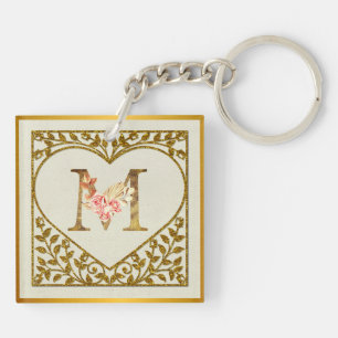 Personalized Floral Monogram, From A to Z  Key Ring