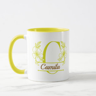 Personalized Floral Monogram Letter C Mug - Custom