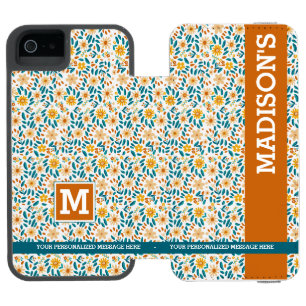 Personalized Floral Monogram & Name Incipio Watson™ iPhone 5 Wallet Case