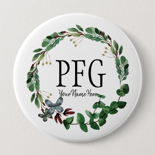 Personalized Floral Monogram Spring Foliage 10 Cm Round Badge (Front)