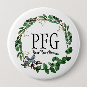 Personalized Floral Monogram Spring Foliage 10 Cm Round Badge