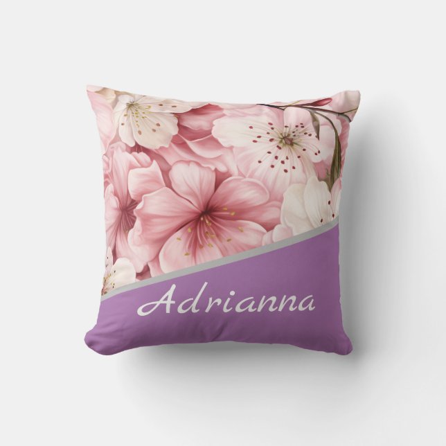 Personalized Floral Name Cushion (Front)