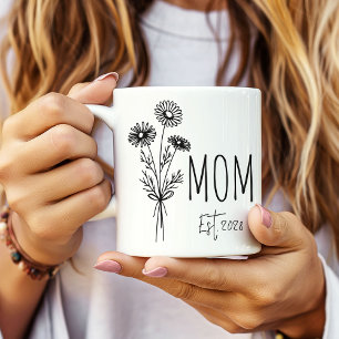 Personalized Floral New Mom Mug, Baby Shower Gift Coffee Mug