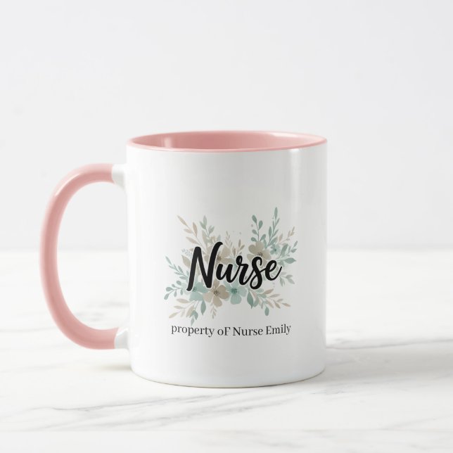 Personalized Floral Nurse Gift Mug (Left)