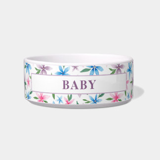 Personalized Floral Pet Bowl