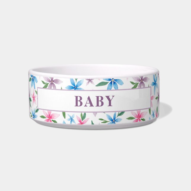 Personalized Floral Pet Bowl (Front)