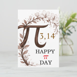 Personalized Floral Pi Day Card, Elegant Math gift