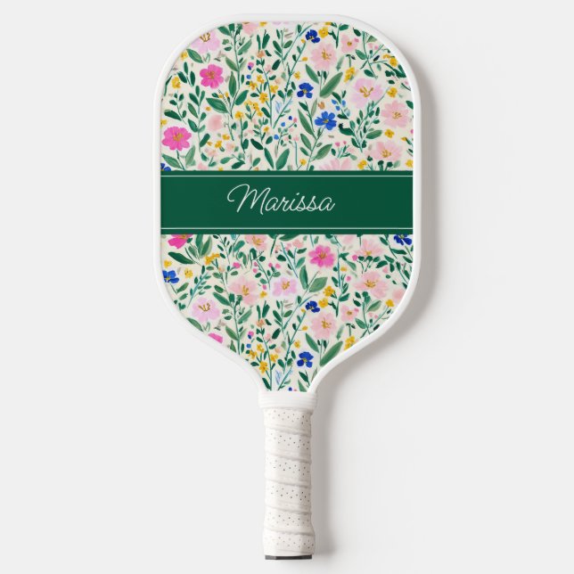 Personalized Floral Pickleball Paddle (Front)