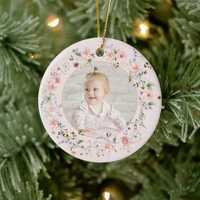 Personalized Floral Pretty Nanna Ceramic Tree Decoration (Tree)
